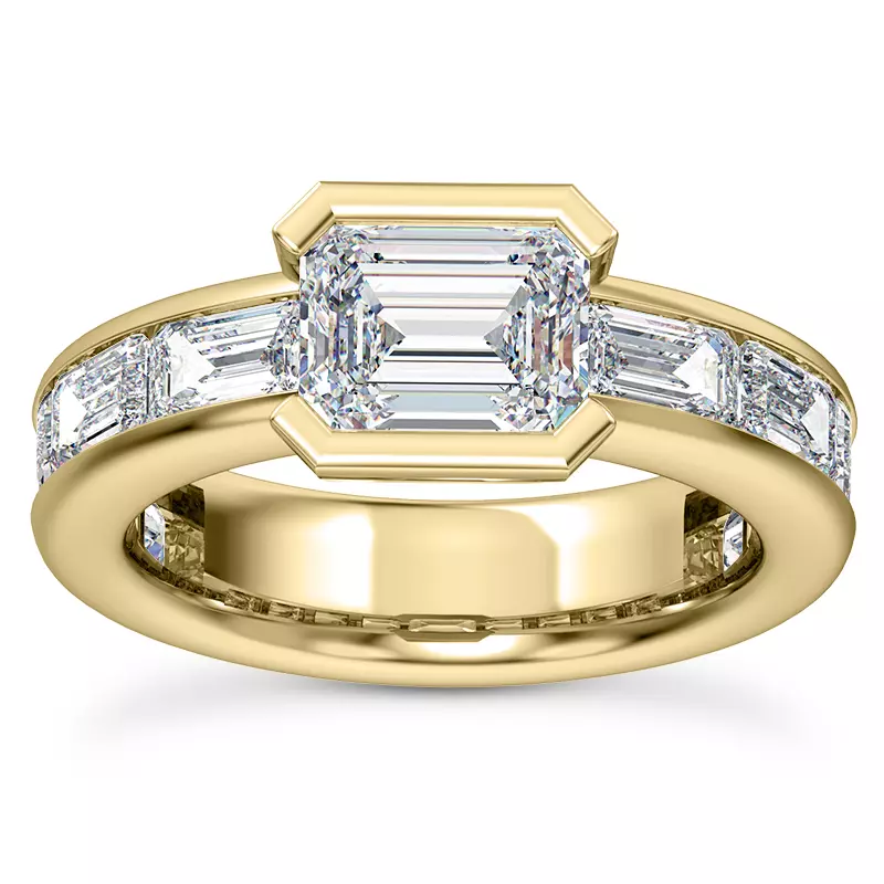 14K Yellow Gold Hahn Emerald Channel Set Engagement Ring