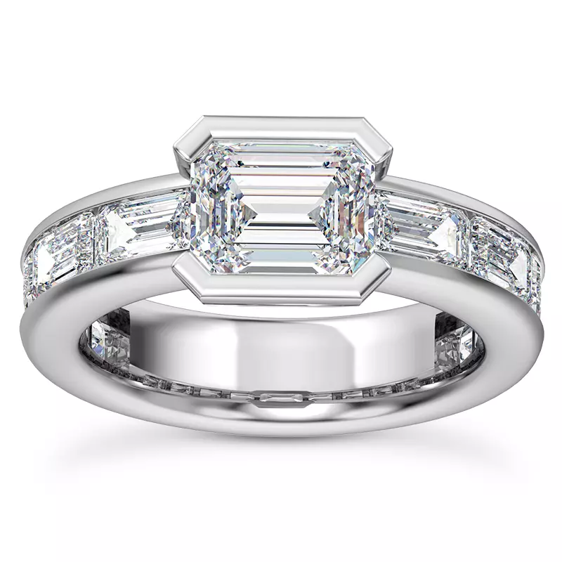 Platinum Hahn Emerald Channel Set Engagement Ring