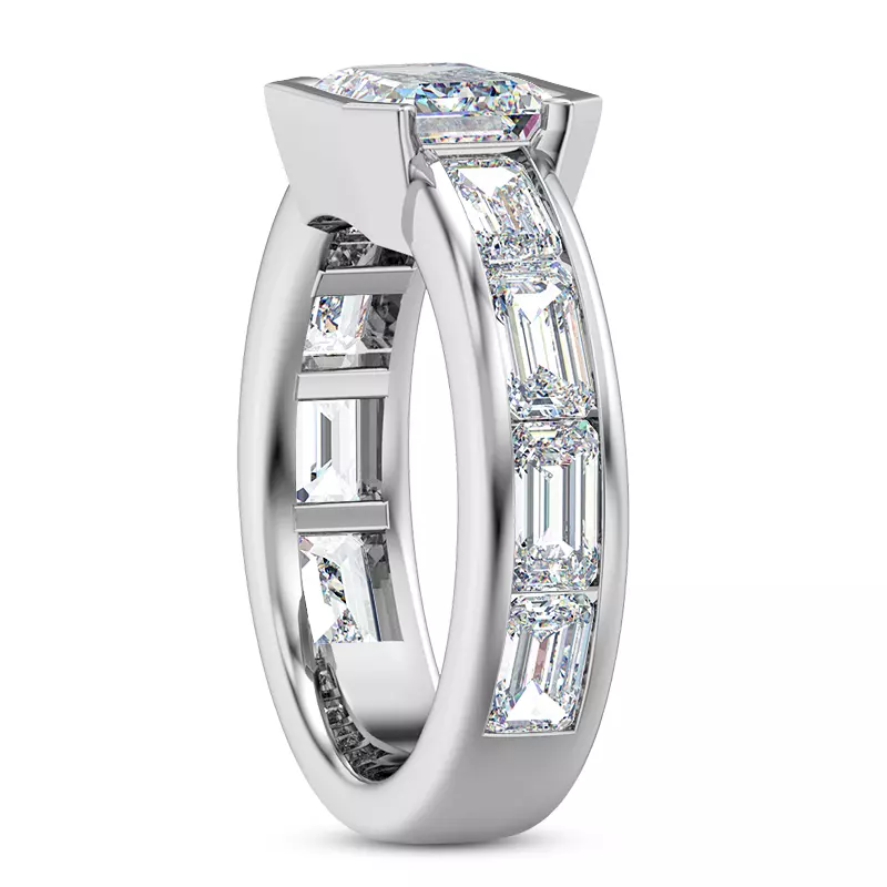 Platinum Hahn Emerald Channel Set Engagement Ring