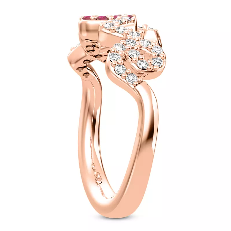14K Rose Gold Diamond and Ruby Love Ring
