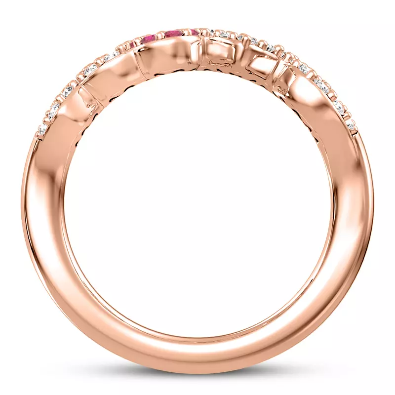 14K Rose Gold Diamond and Ruby Love Ring