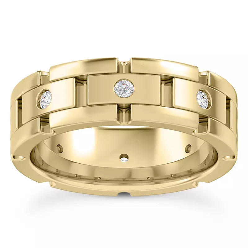 14K Yellow Gold Crater Eternity Wedding Band