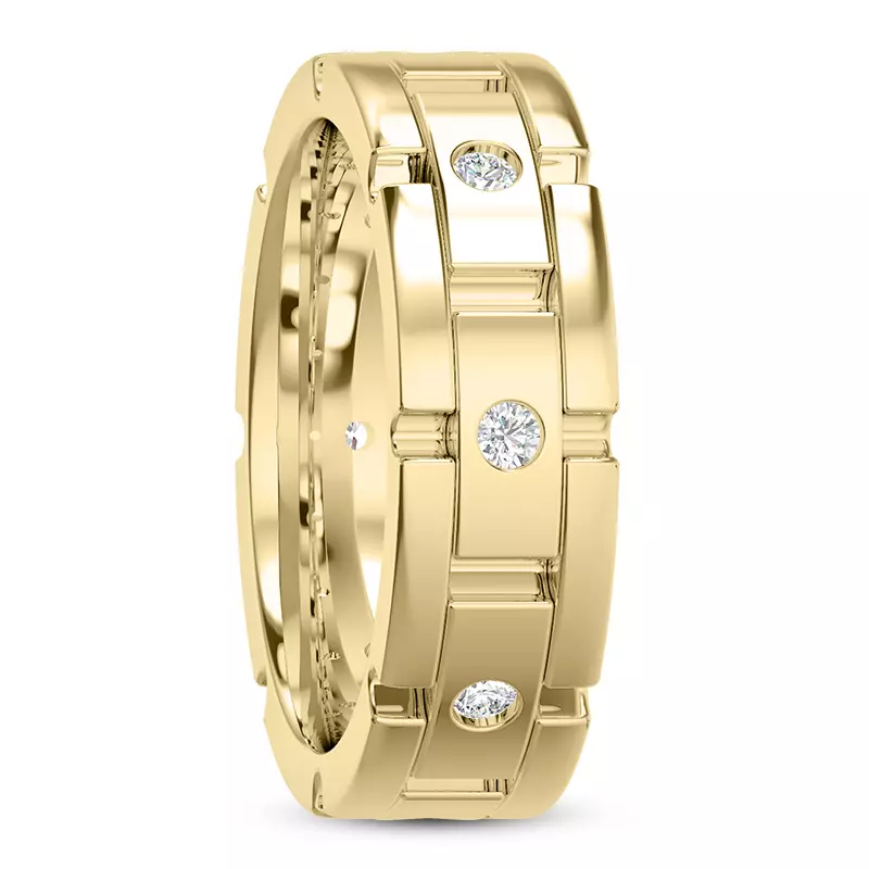 14K Yellow Gold Crater Eternity Wedding Band