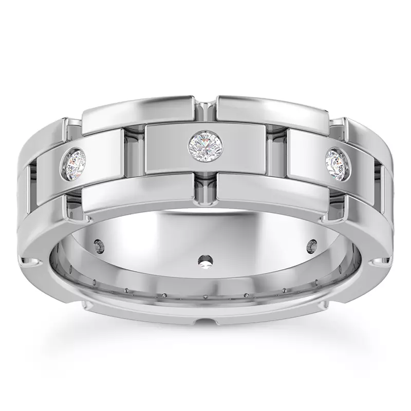 Platinum Crater Eternity Wedding Band
