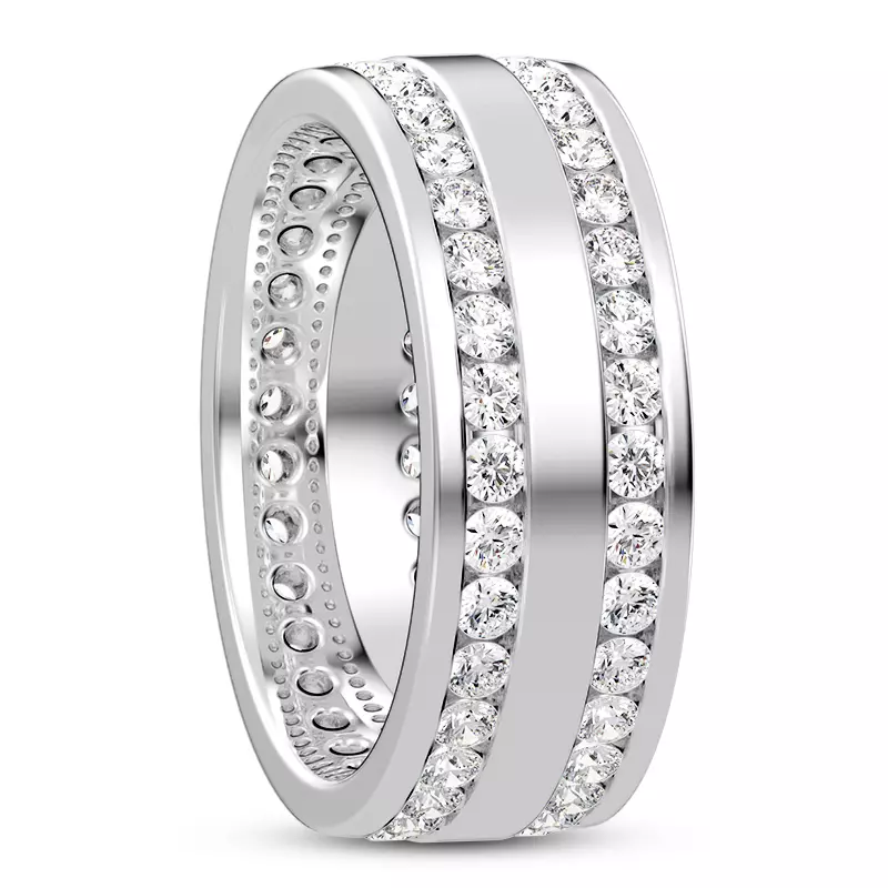 18K White Gold Double Row Lab Diamond Eternity Band (7mm)