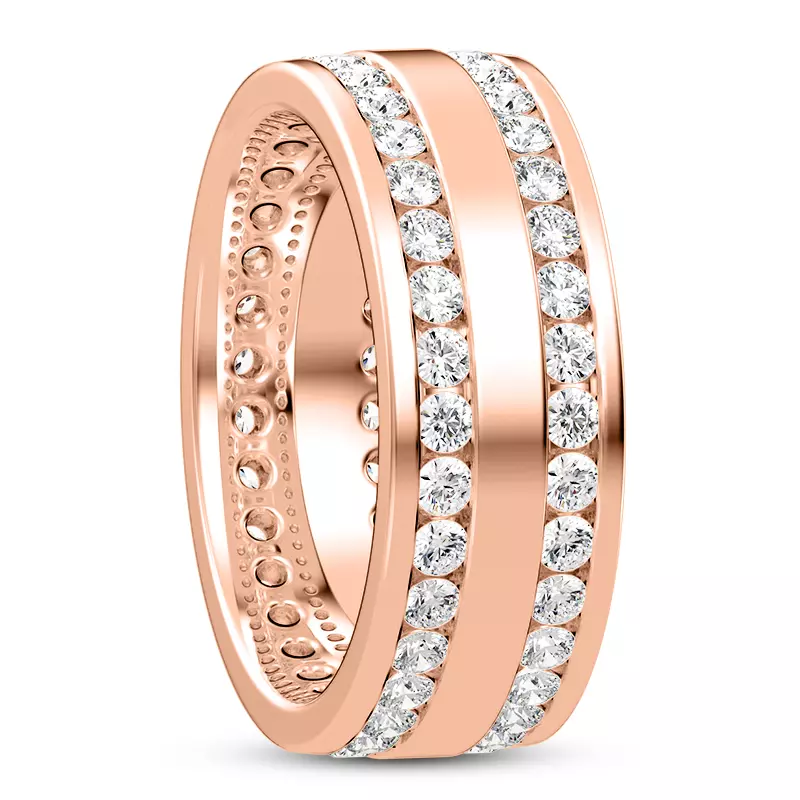 14K Rose Gold Double Row Diamond Eternity Band (7mm)