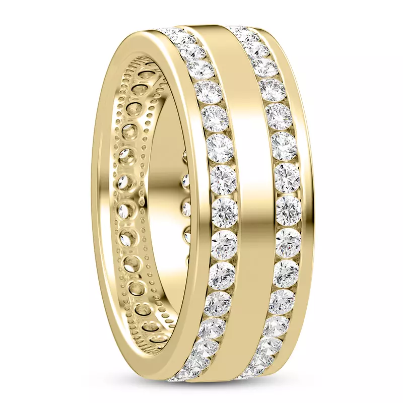 18K Yellow Gold Double Row Diamond Eternity Band (7mm)
