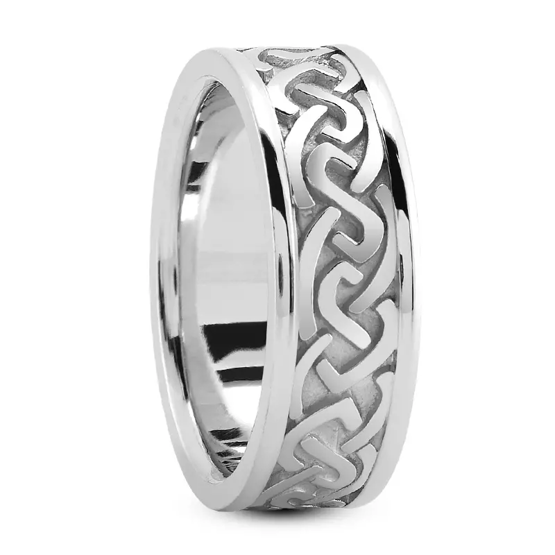 14K White Gold Celtic Woven Knot Band (7mm)