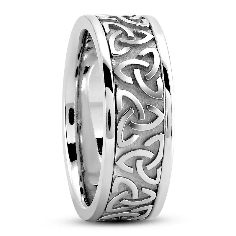 14K White Gold Celtic Trinity Knot Band (7mm)