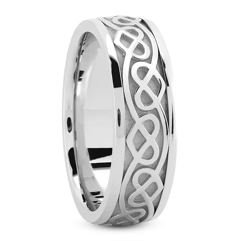 18K White Gold Intertwined Eternity Heart Band (7mm)