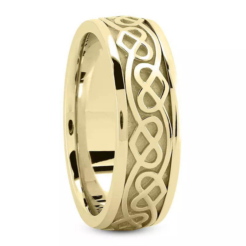 18K Yellow Gold Intertwined Eternity Heart Band (7mm)