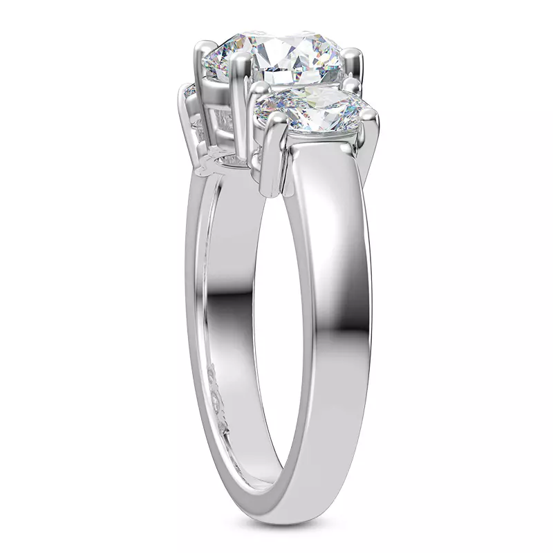 14K White Gold Roxie Oval Side Stone Three-Stone Engagement Ring