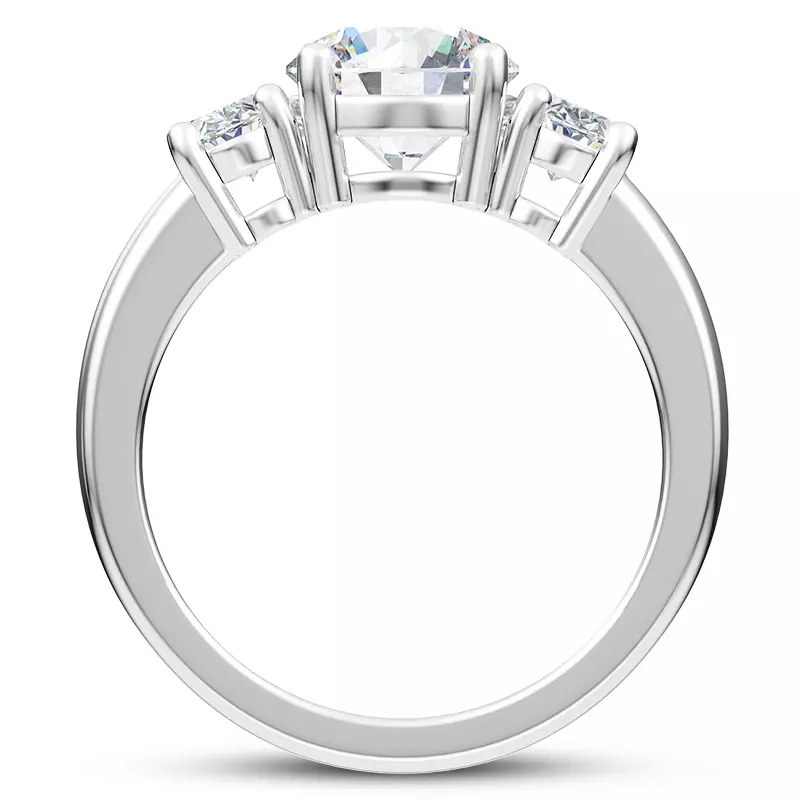 14K White Gold Roxie Oval Side Stone Three-Stone Engagement Ring