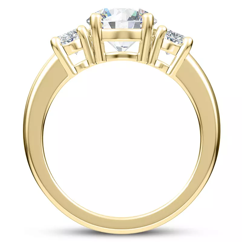 14K Yellow Gold Roxie Oval Side Stone Three-Stone Engagement Ring