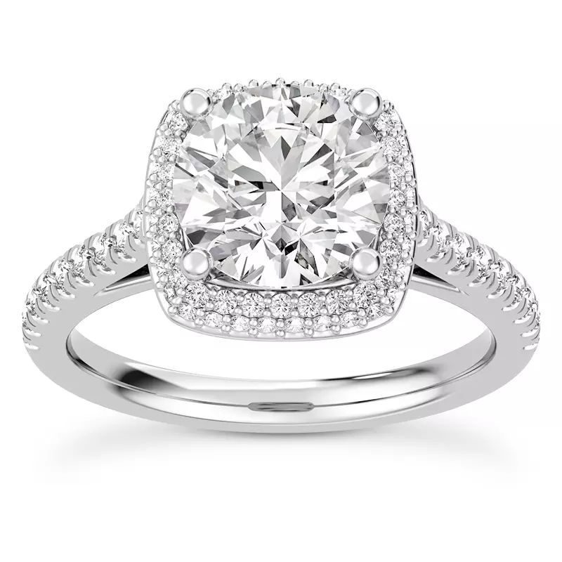 Isolde Double-Beveled Halo Engagement Ring