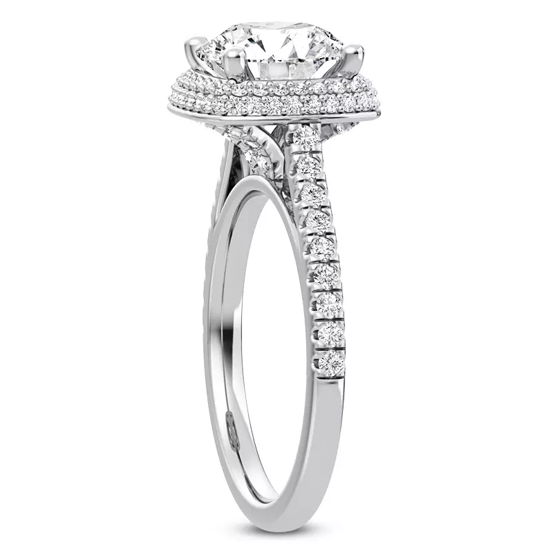 14K White Gold Isolde Double-Beveled Halo Engagement Ring
