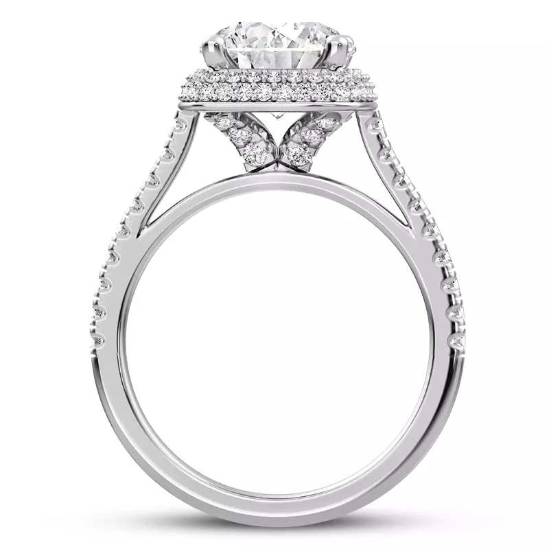 14K White Gold Isolde Double-Beveled Halo Engagement Ring
