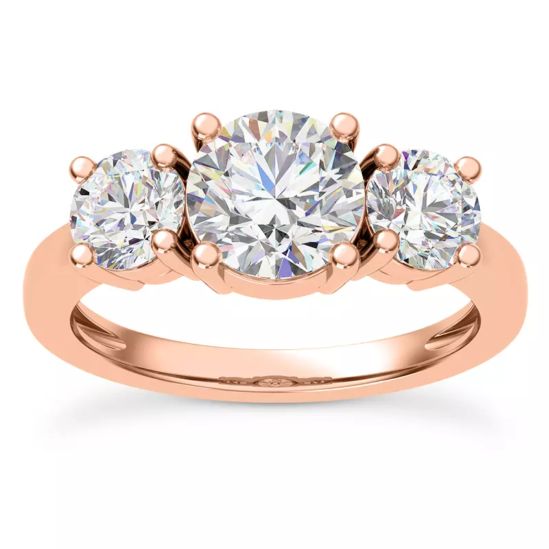 14K Rose Gold Tre Three-Stone Lab Engagement Ring (1.00ct. tw.)