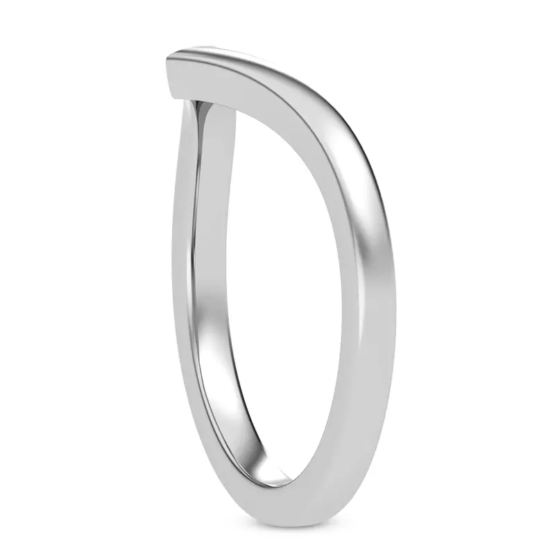 14K White Gold Tre Chevron Band