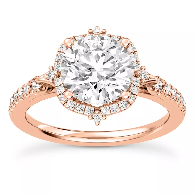 Maplewood Pavé Split Shank Petal Halo Engagement Ring