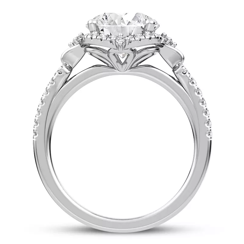 14K White Gold Maplewood Pavé Split Shank Petal Halo Engagement Ring