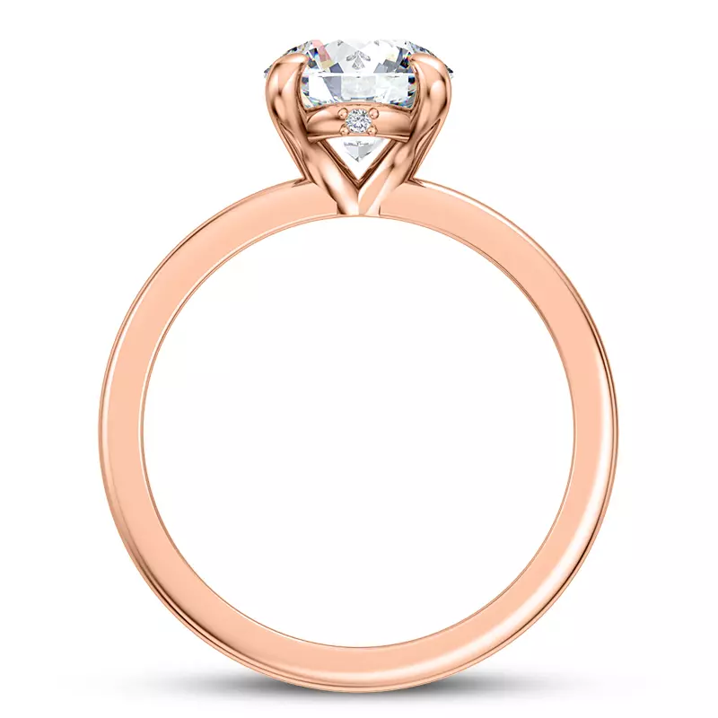 14K Rose Gold Solo Solitaire Ring with Diamond Accent