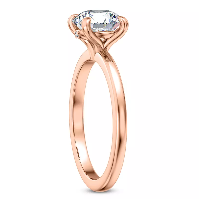 14K Rose Gold Solo Solitaire Ring with Diamond Accent