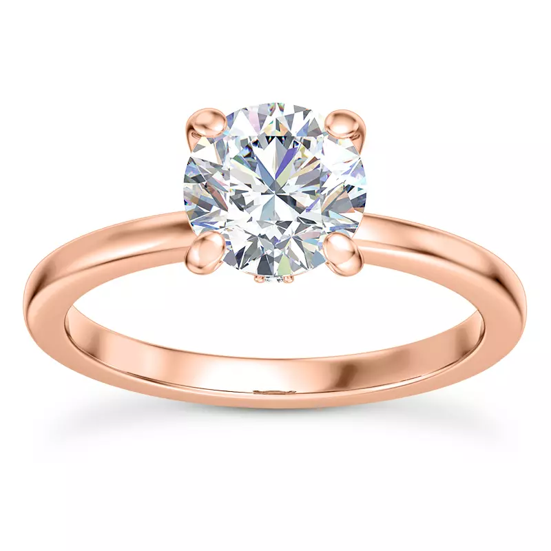 14K Rose Gold Solo Solitaire Ring with Diamond Accent