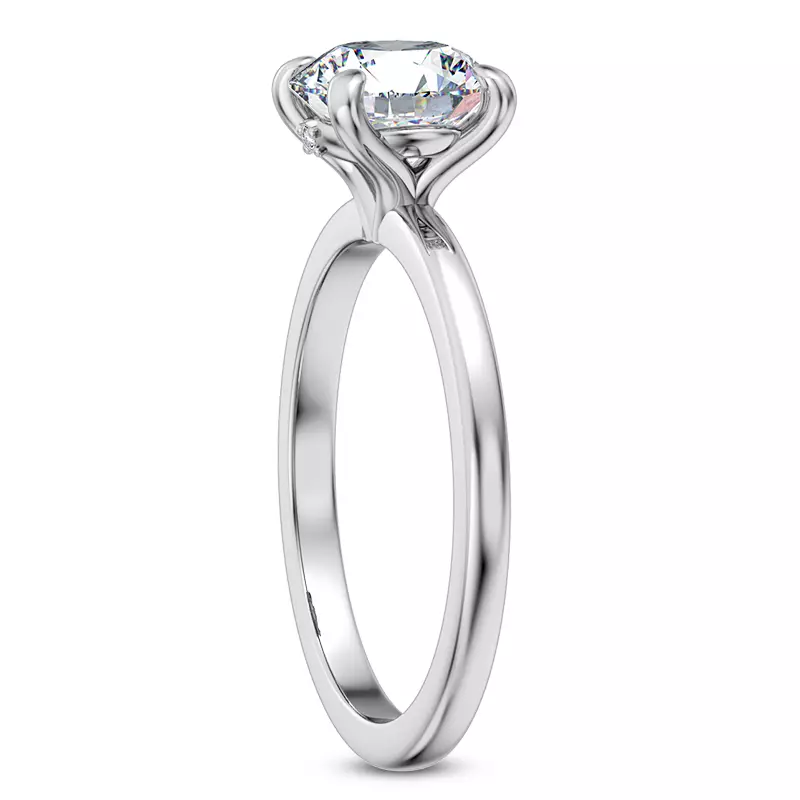 14K White Gold Solo Solitaire Ring with Diamond Accent