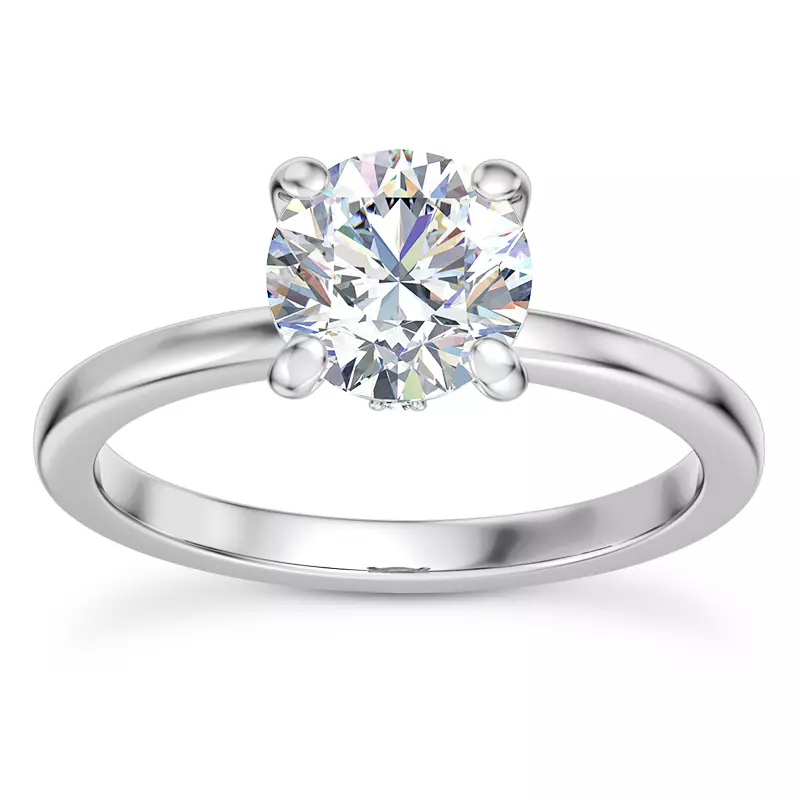 14K White Gold Solo Solitaire Ring with Diamond Accent