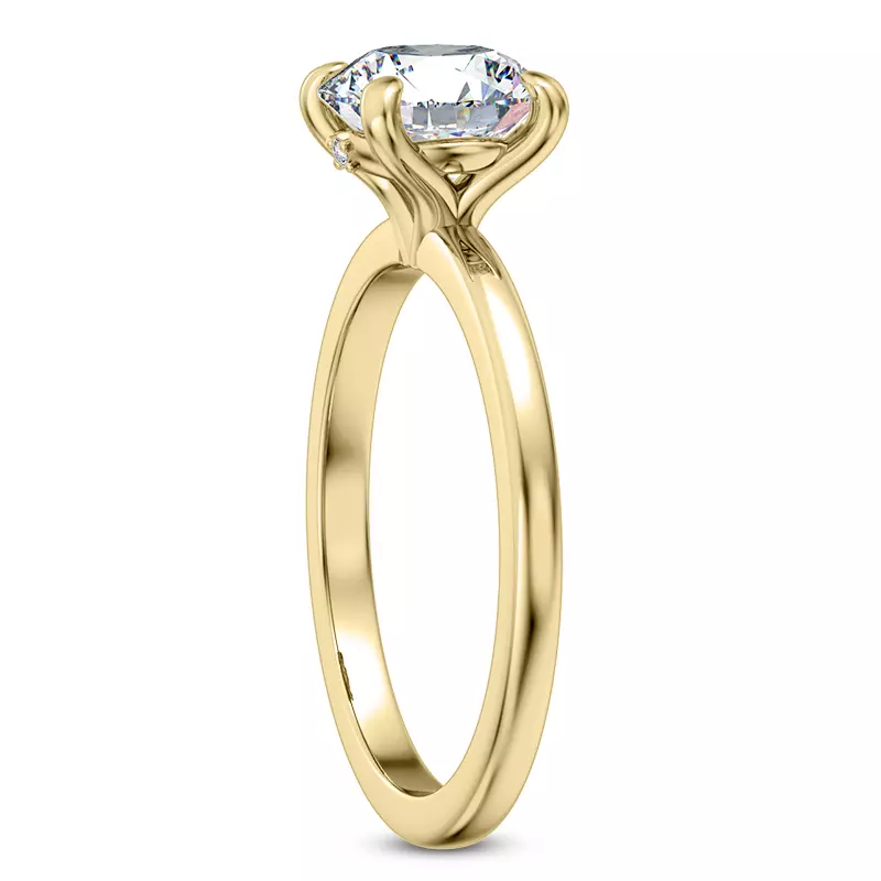 14K Yellow Gold Solo Solitaire Ring with Diamond Accent