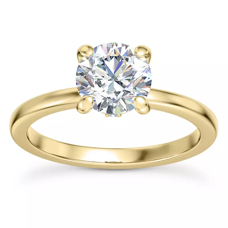 14K Yellow Gold Solo Solitaire Ring with Diamond Accent