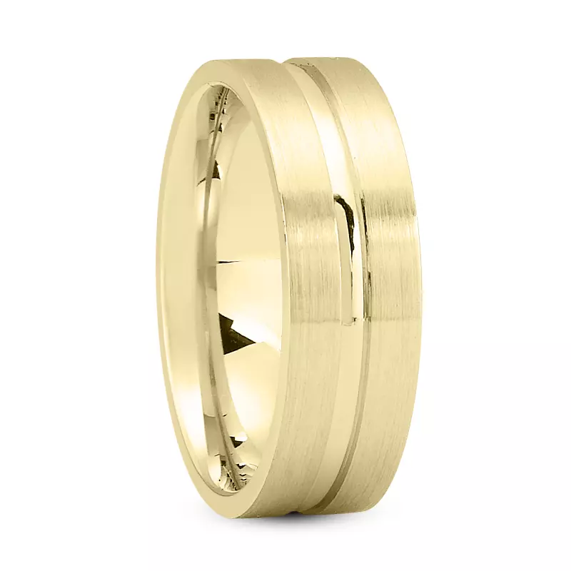18K Yellow Gold Hale Wide Groove Band With Satin Finish (7mm)