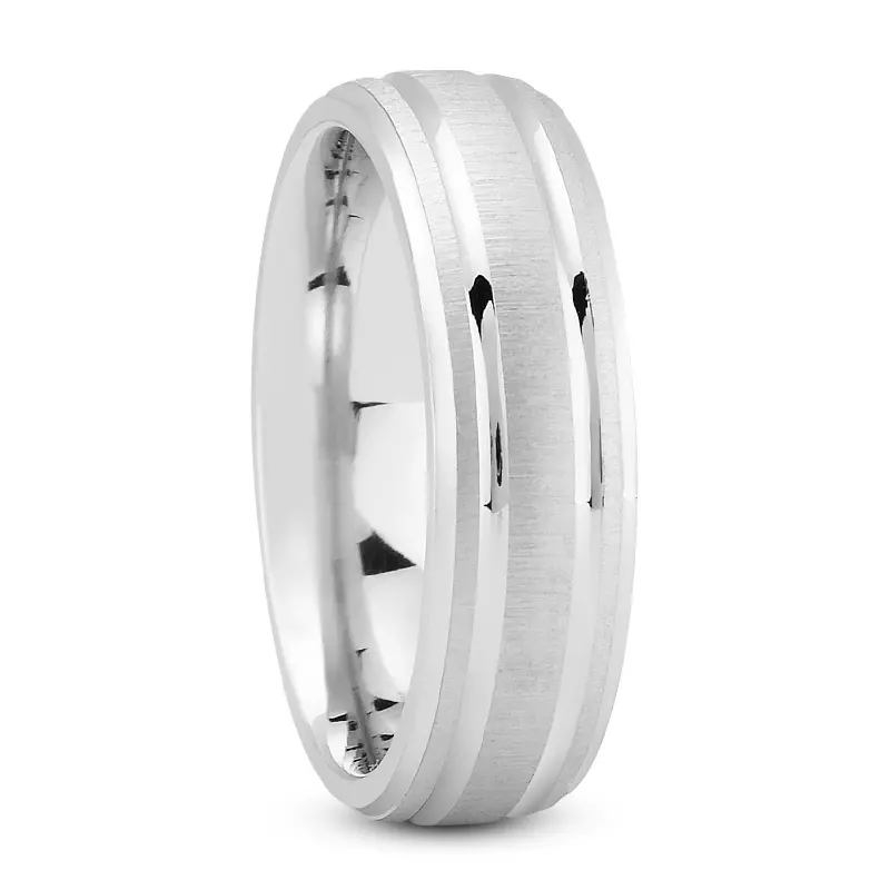 18K White Gold Hyde Diamond Carved Band (7mm)