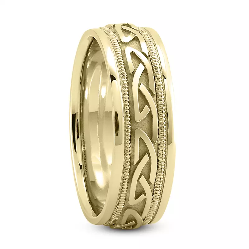 18K Yellow Gold Contemporary Sailor Celtic Knot Milgrain Band (7mm)