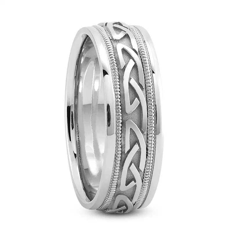 Platinum Contemporary Sailor Celtic Knot Milgrain Band (7mm)