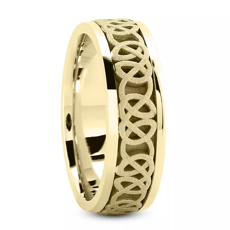 14K Yellow Gold Celtic Woven Textured Band (7mm)