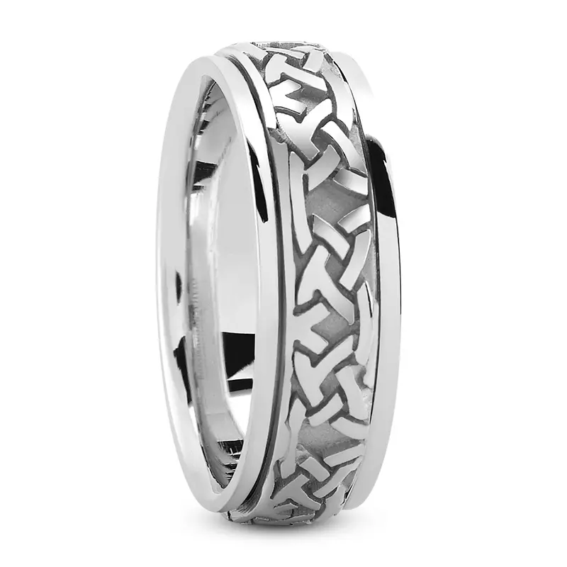 18K White Gold Contemporary Sailor Celtic Knot Band (7mm)