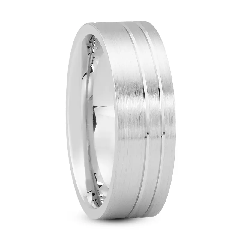 14K White Gold Ike Diamond Carved band (7mm)