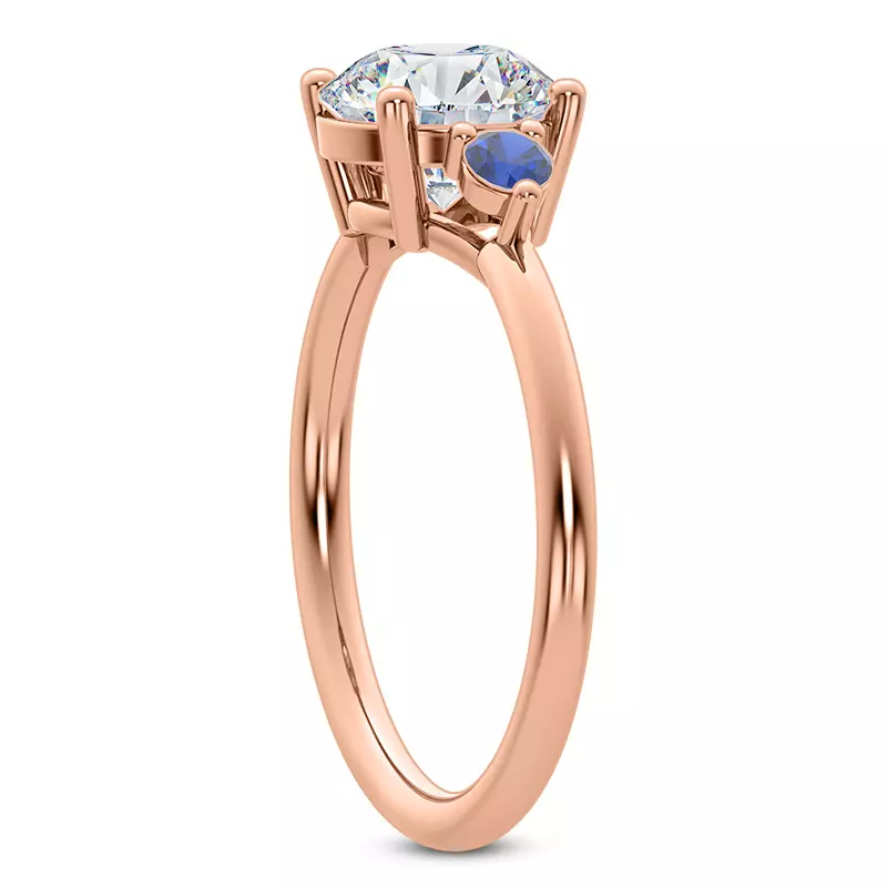 14K Rose Gold Mavrica Sapphire Three-Stone Engagement Ring