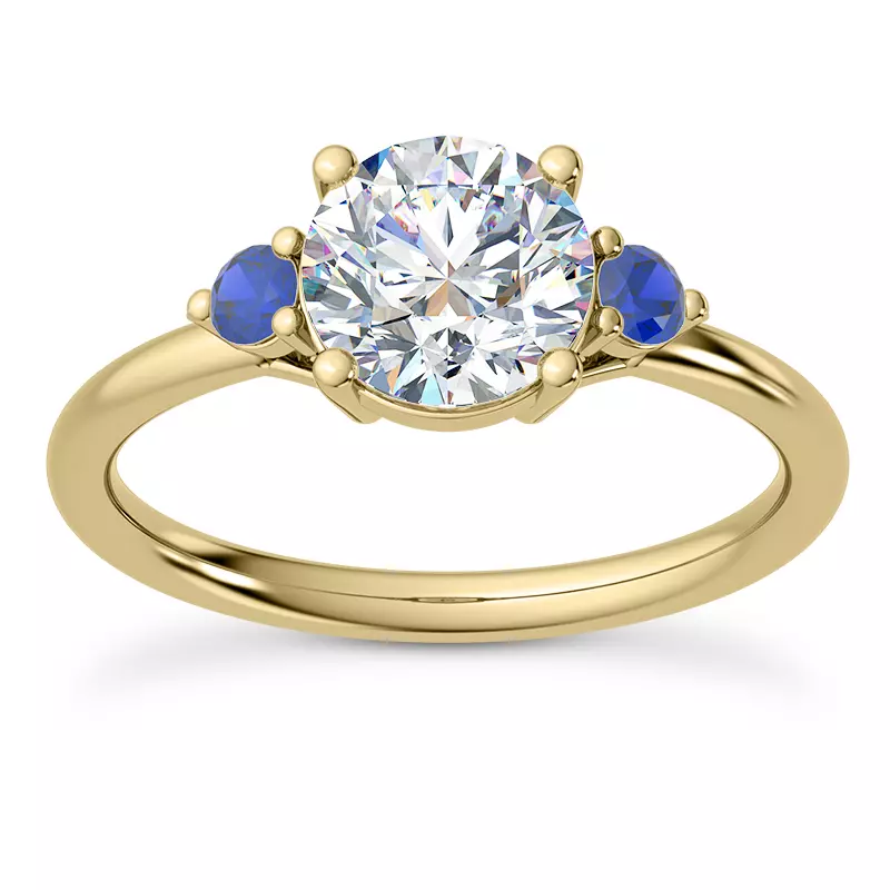 14K Yellow Gold Mavrica Sapphire Three-Stone Engagement Ring