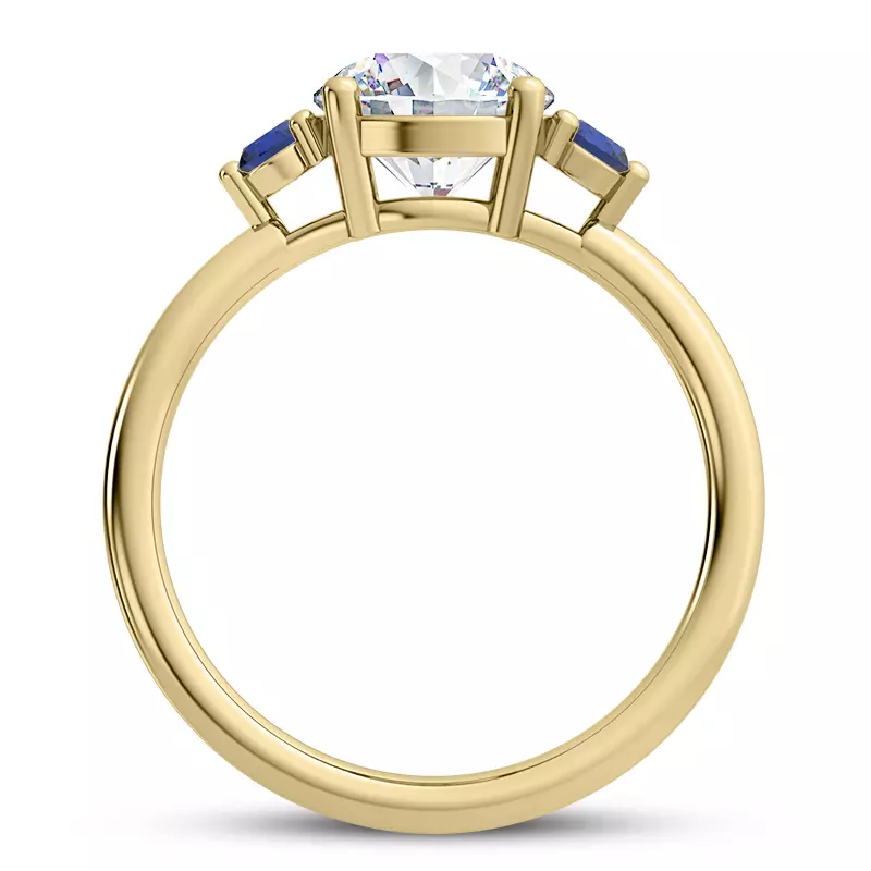 14K Yellow Gold Mavrica Sapphire Three-Stone Engagement Ring