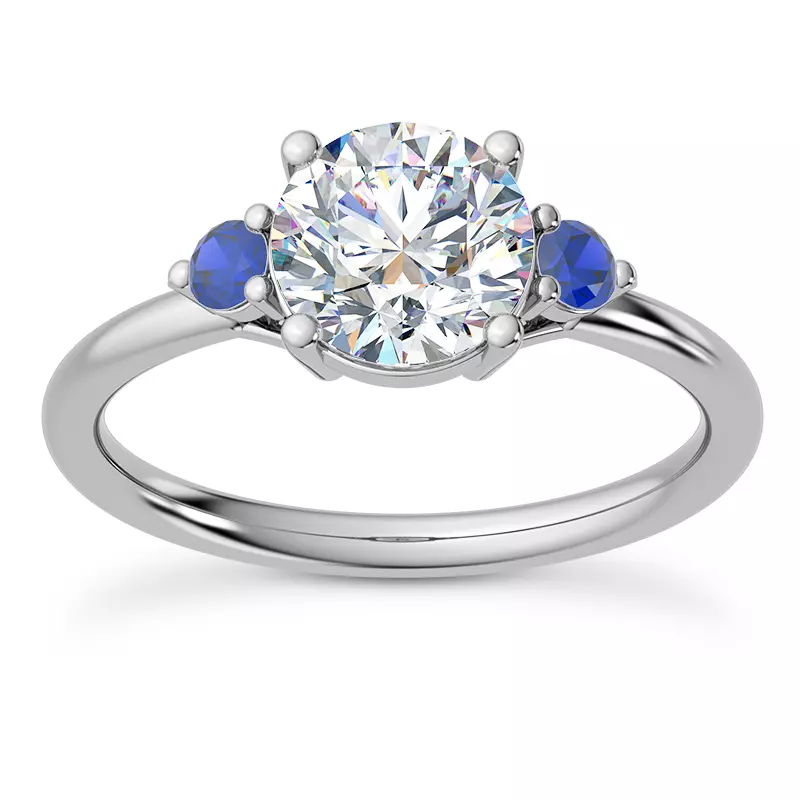 Platinum Mavrica Sapphire Three-Stone Engagement Ring