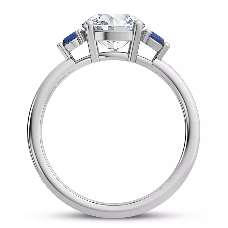 Platinum Mavrica Sapphire Three-Stone Engagement Ring