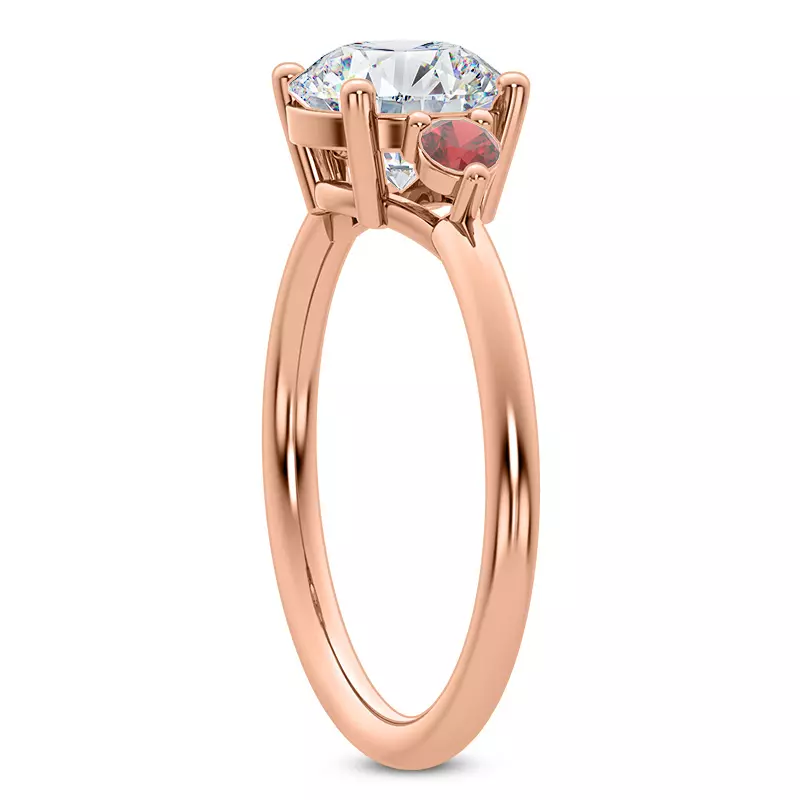 14K Rose Gold Mavrica Ruby Three-Stone Engagement Ring