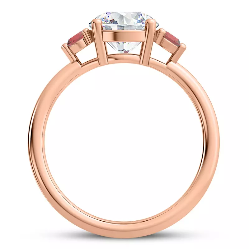 14K Rose Gold Mavrica Ruby Three-Stone Engagement Ring