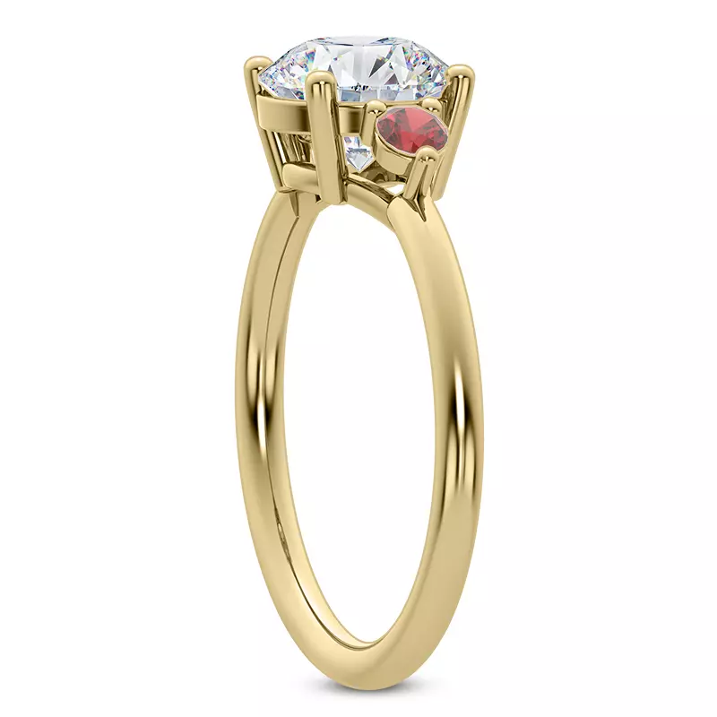 14K Yellow Gold Mavrica Ruby Three-Stone Engagement Ring