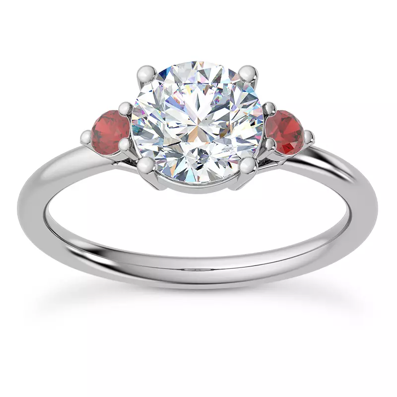 Platinum Mavrica Ruby Three-Stone Engagement Ring