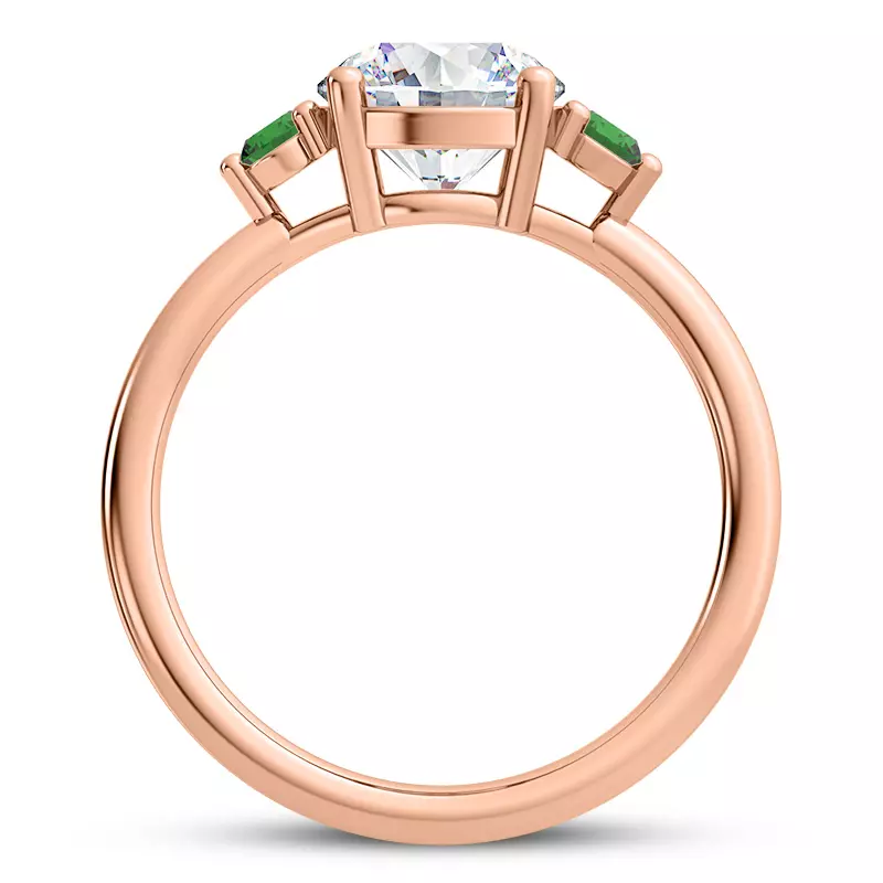 14K Rose Gold Mavrica Emerald Three-Stone Engagement Ring