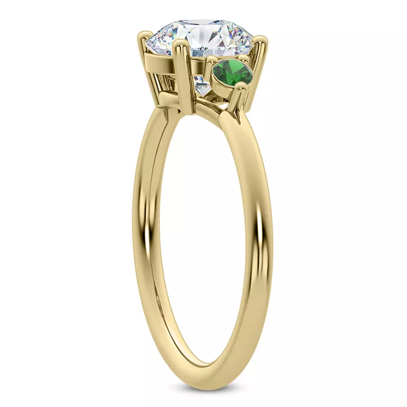 18K Yellow Gold Mavrica Emerald Three-Stone Engagement Ring